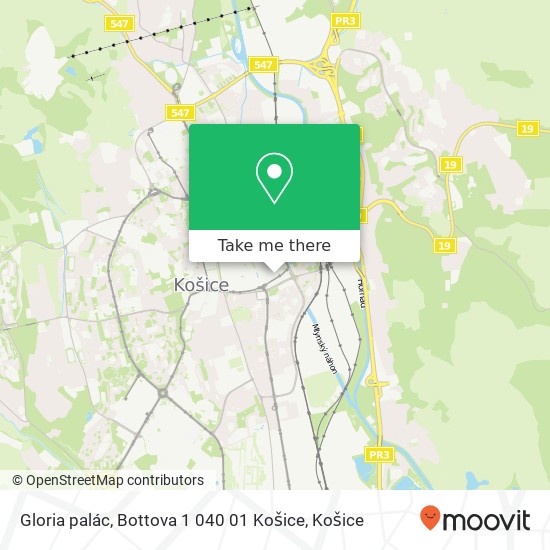 Gloria palác, Bottova 1 040 01 Košice mapa