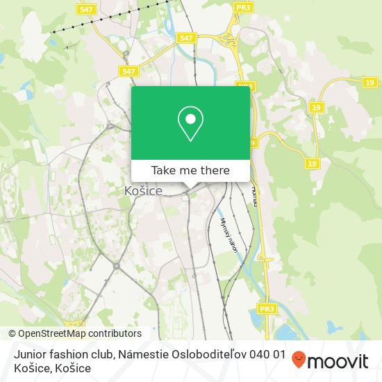 Junior fashion club, Námestie Osloboditeľov 040 01 Košice mapa