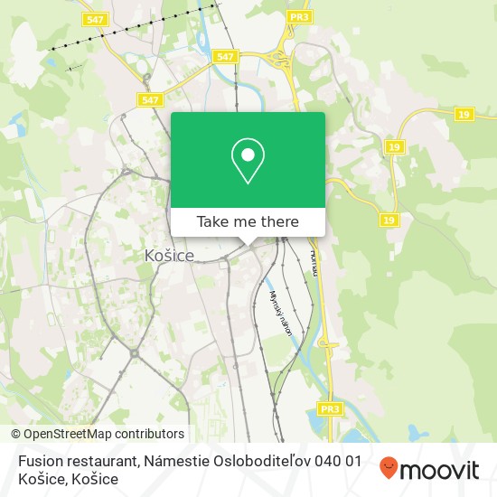 Fusion restaurant, Námestie Osloboditeľov 040 01 Košice mapa