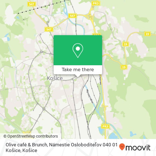 Olive café & Brunch, Námestie Osloboditeľov 040 01 Košice mapa