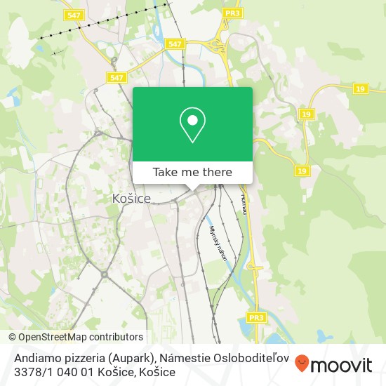 Andiamo pizzeria (Aupark), Námestie Osloboditeľov 3378 / 1 040 01 Košice mapa