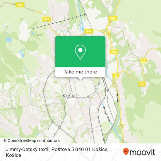 Jimmy-Detský textil, Poštová 5 040 01 Košice mapa