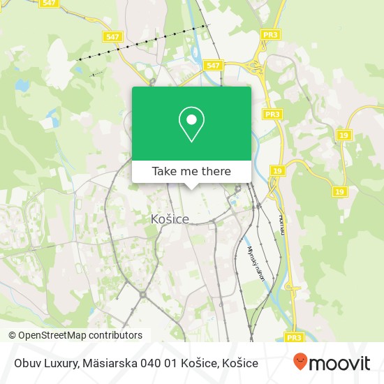 Obuv Luxury, Mäsiarska 040 01 Košice mapa