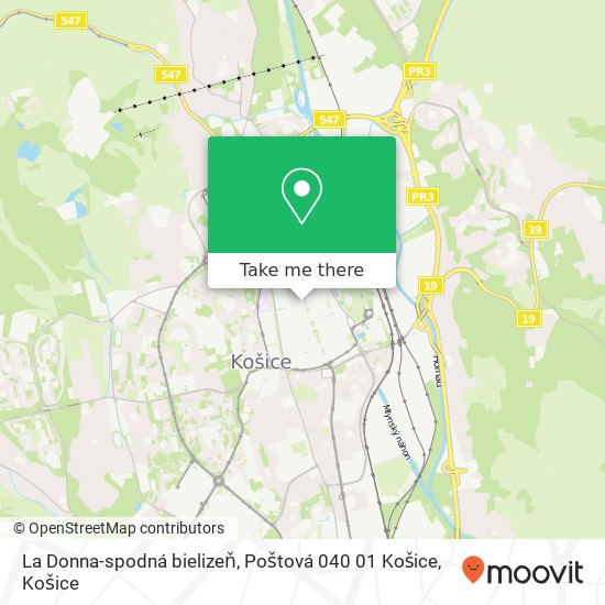 La Donna-spodná bielizeň, Poštová 040 01 Košice mapa