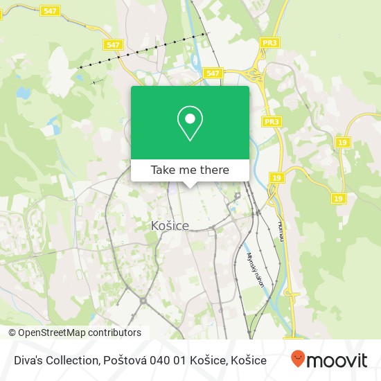 Diva's Collection, Poštová 040 01 Košice mapa