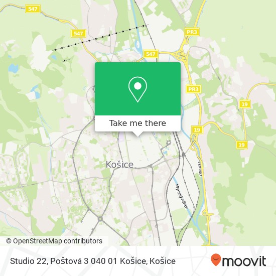 Studio 22, Poštová 3 040 01 Košice mapa