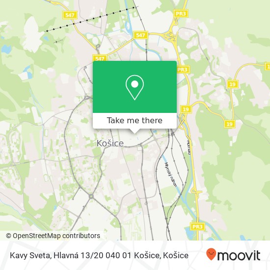 Kavy Sveta, Hlavná 13 / 20 040 01 Košice mapa