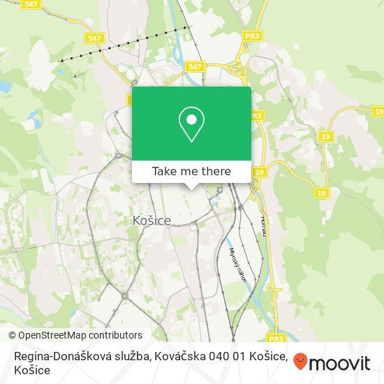 Regina-Donášková služba, Kováčska 040 01 Košice mapa