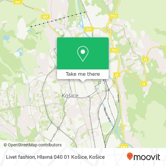 Livet fashion, Hlavná 040 01 Košice mapa