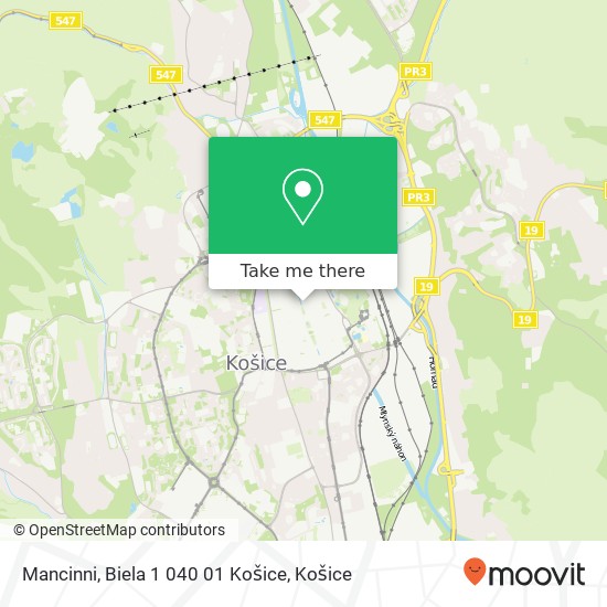 Mancinni, Biela 1 040 01 Košice mapa