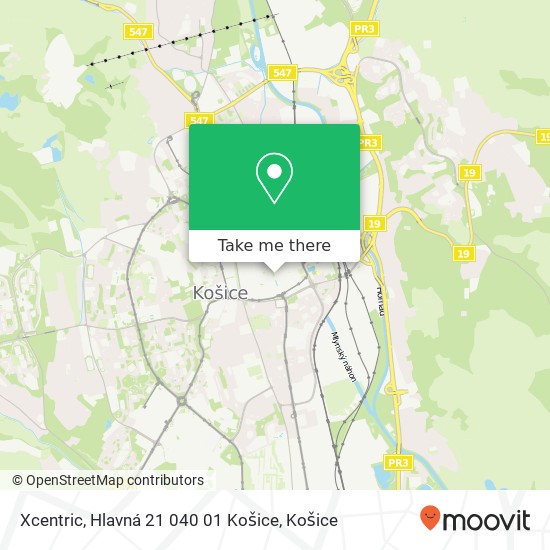 Xcentric, Hlavná 21 040 01 Košice mapa