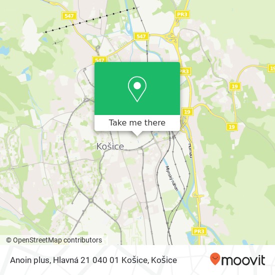 Anoin plus, Hlavná 21 040 01 Košice mapa