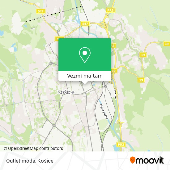 Outlet móda mapa