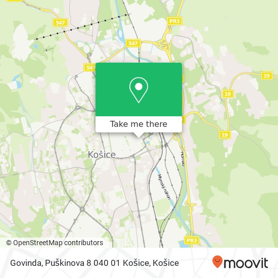 Govinda, Puškinova 8 040 01 Košice mapa