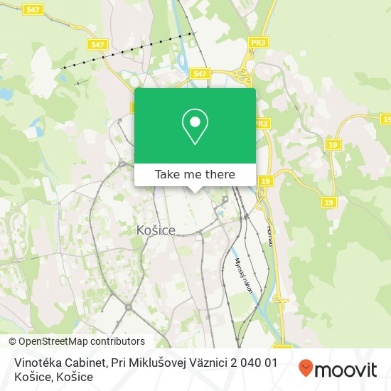 Vinotéka Cabinet, Pri Miklušovej Väznici 2 040 01 Košice mapa