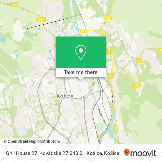 Grill House 27, Kováčska 27 040 01 Košice mapa