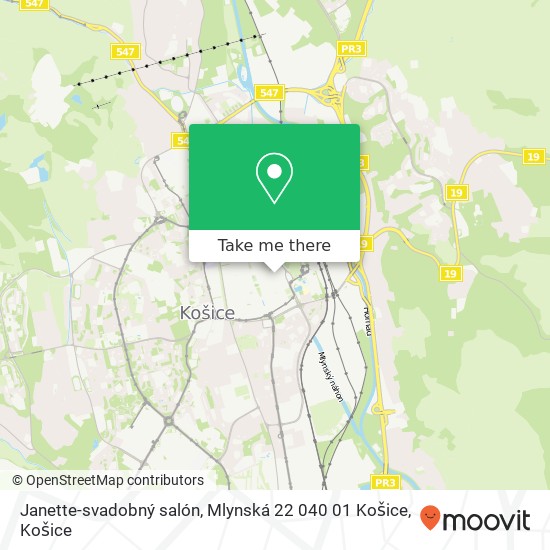 Janette-svadobný salón, Mlynská 22 040 01 Košice mapa