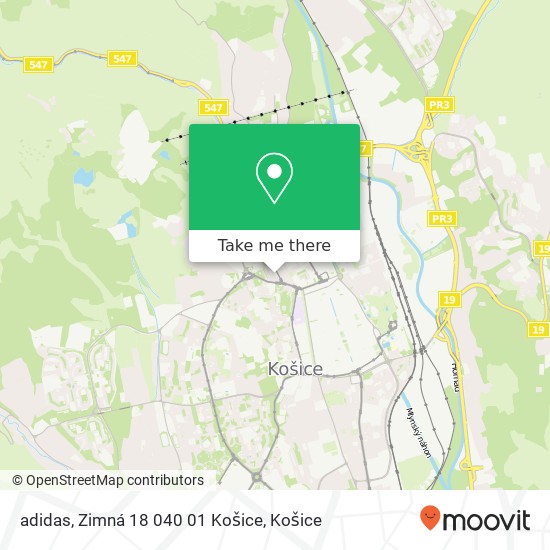 adidas, Zimná 18 040 01 Košice mapa