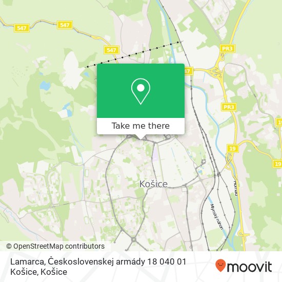 Lamarca, Československej armády 18 040 01 Košice mapa