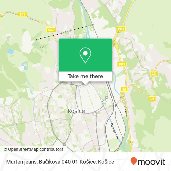 Marten jeans, Bačíkova 040 01 Košice mapa