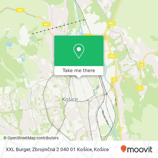 XXL Burger, Zbrojničná 2 040 01 Košice mapa