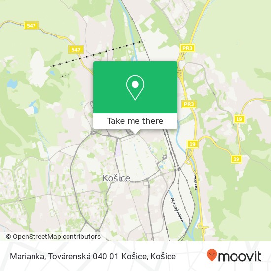 Marianka, Továrenská 040 01 Košice mapa