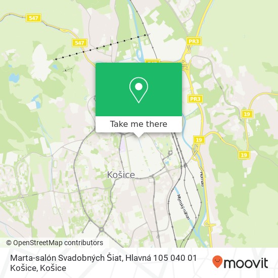 Marta-salón Svadobných Šiat, Hlavná 105 040 01 Košice mapa