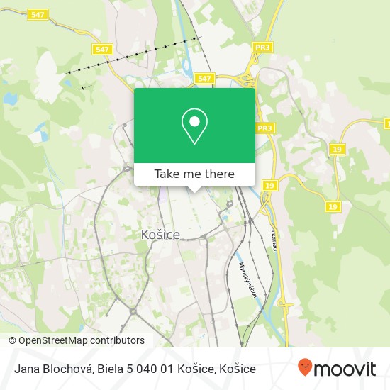 Jana Blochová, Biela 5 040 01 Košice mapa