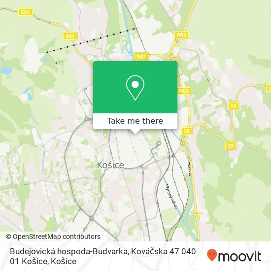 Budejovická hospoda-Budvarka, Kováčska 47 040 01 Košice mapa