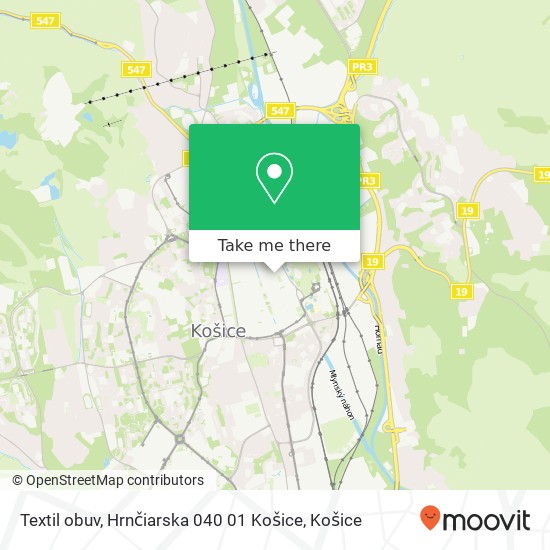 Textil obuv, Hrnčiarska 040 01 Košice mapa