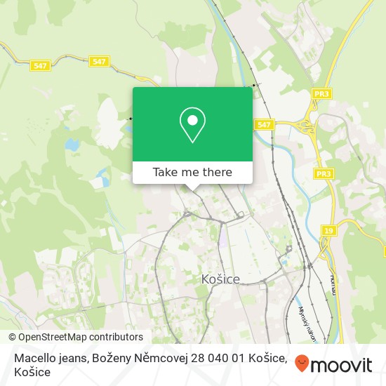 Macello jeans, Boženy Němcovej 28 040 01 Košice mapa