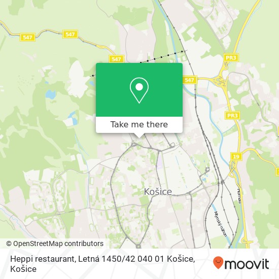 Heppi restaurant, Letná 1450 / 42 040 01 Košice mapa