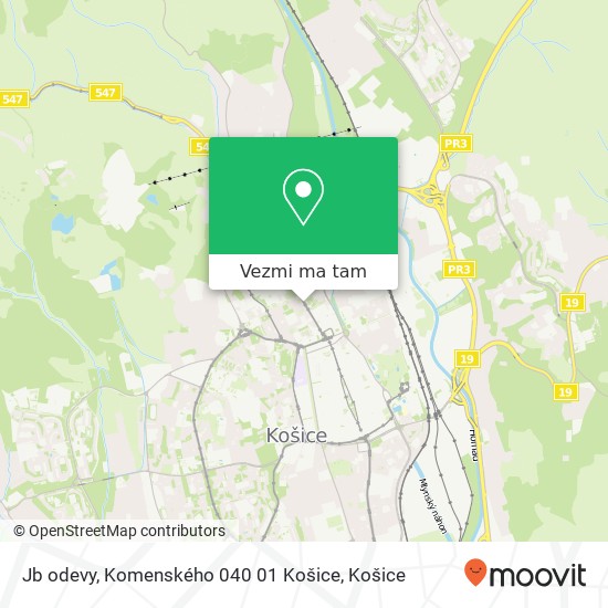 Jb odevy, Komenského 040 01 Košice mapa