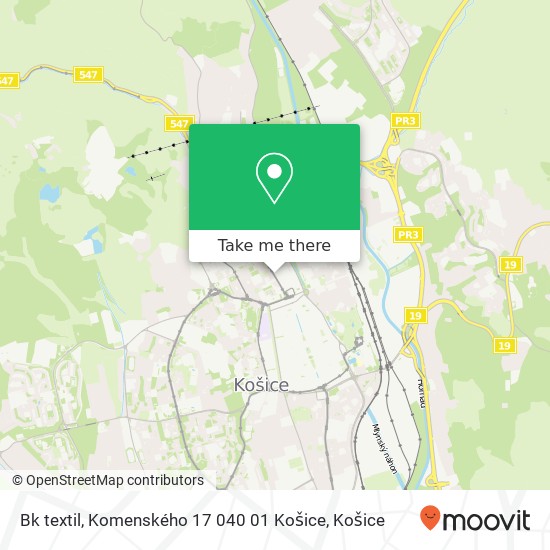 Bk textil, Komenského 17 040 01 Košice mapa