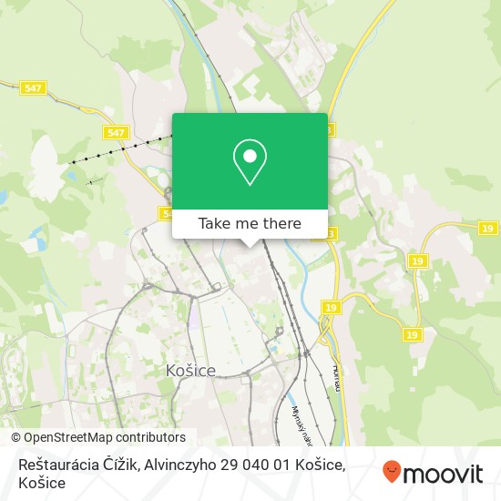 Reštaurácia Čížik, Alvinczyho 29 040 01 Košice mapa