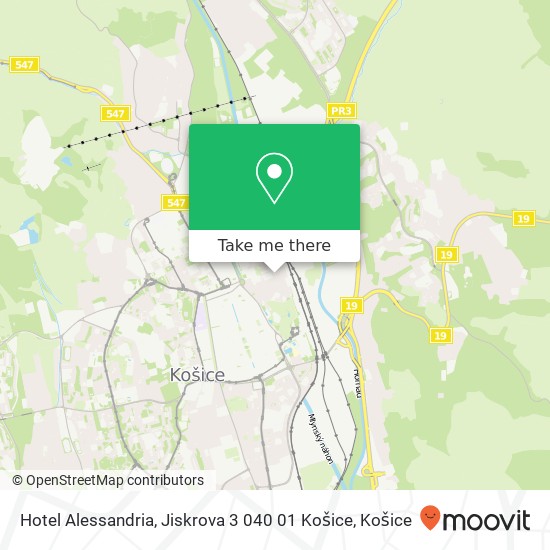 Hotel Alessandria, Jiskrova 3 040 01 Košice mapa