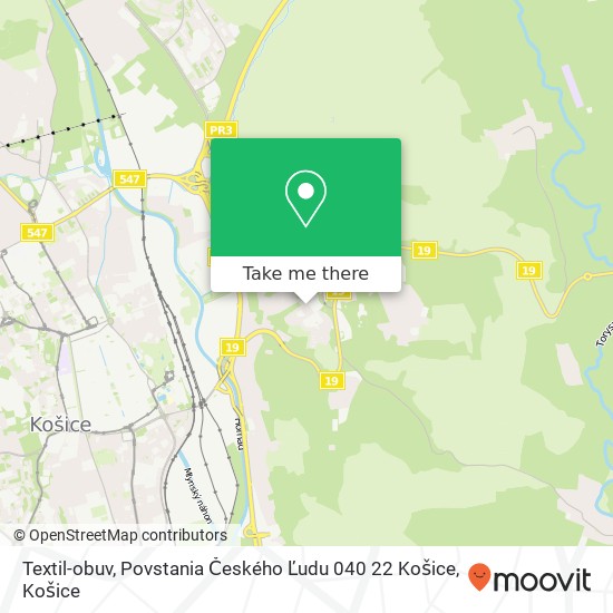 Textil-obuv, Povstania Českého Ľudu 040 22 Košice mapa