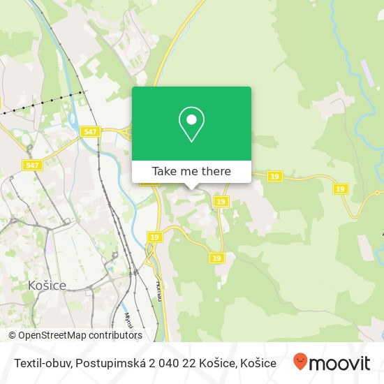 Textil-obuv, Postupimská 2 040 22 Košice mapa