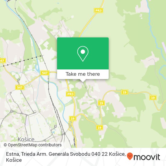 Estna, Trieda Arm. Generála Svobodu 040 22 Košice mapa