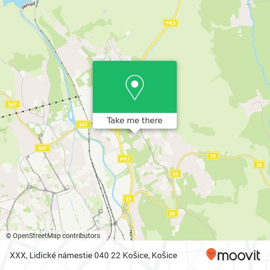 XXX, Lidické námestie 040 22 Košice mapa