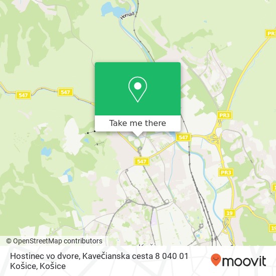 Hostinec vo dvore, Kavečianska cesta 8 040 01 Košice mapa