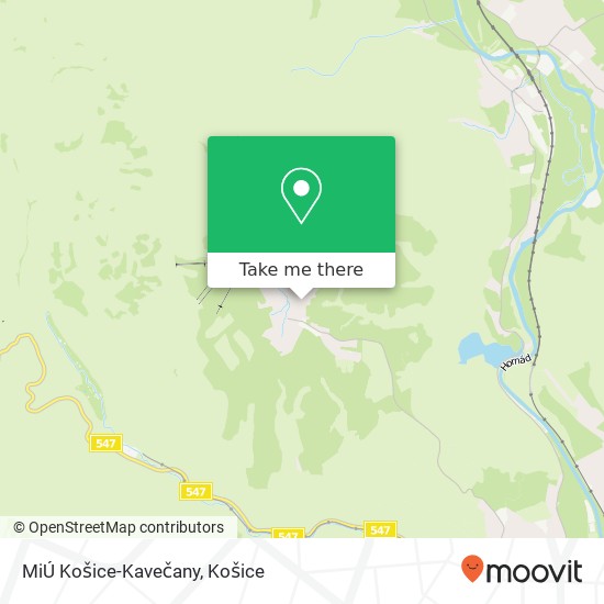 MiÚ Košice-Kavečany mapa