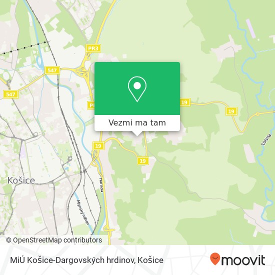 MiÚ Košice-Dargovských hrdinov mapa