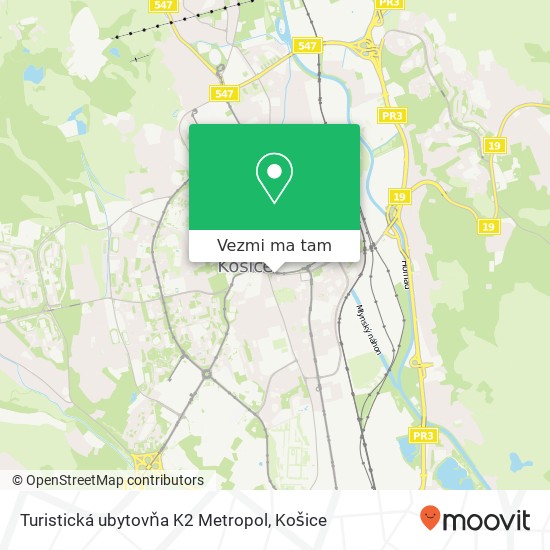 Turistická ubytovňa K2 Metropol mapa