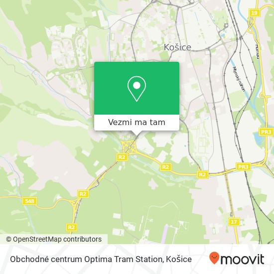 Obchodné centrum Optima Tram Station mapa