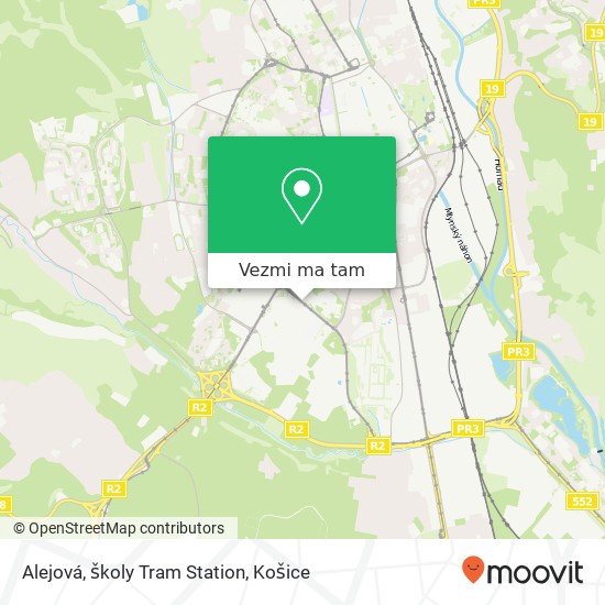 Alejová, školy Tram Station mapa