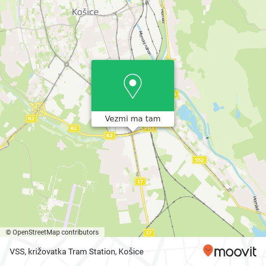 VSS, križovatka Tram Station mapa