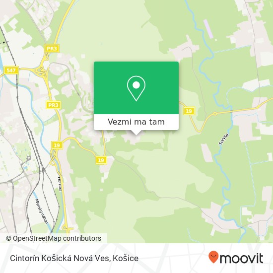 Cintorín Košická Nová Ves mapa