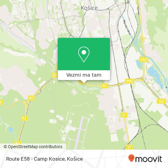 Route E58 - Camp Kosice mapa