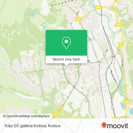 Kilpi OC galéria Košice mapa